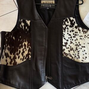 M Julian Wilson’s Black and Brown Leather Vest with Animal Pattern